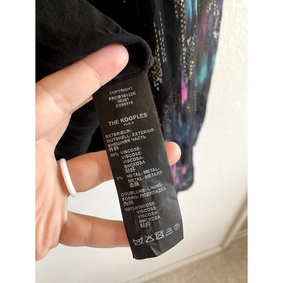 Kooples 2 black metallic brushstroke pattern mini dress - Picture 6 of 8